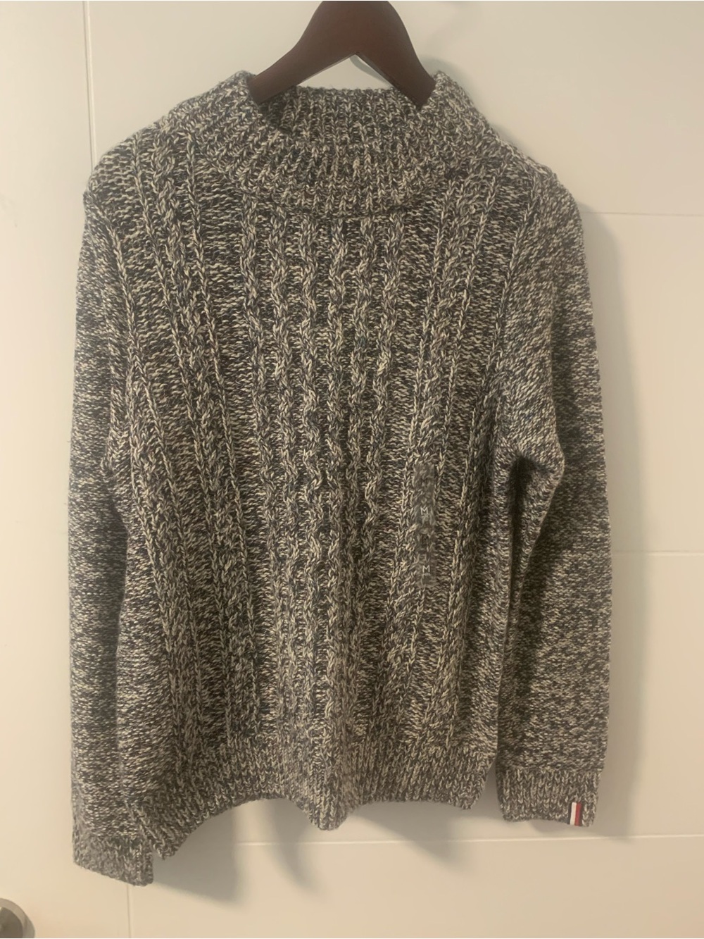 Tommy Hilfiger Grey Marled Turtleneck Cable Knit Sweater A16